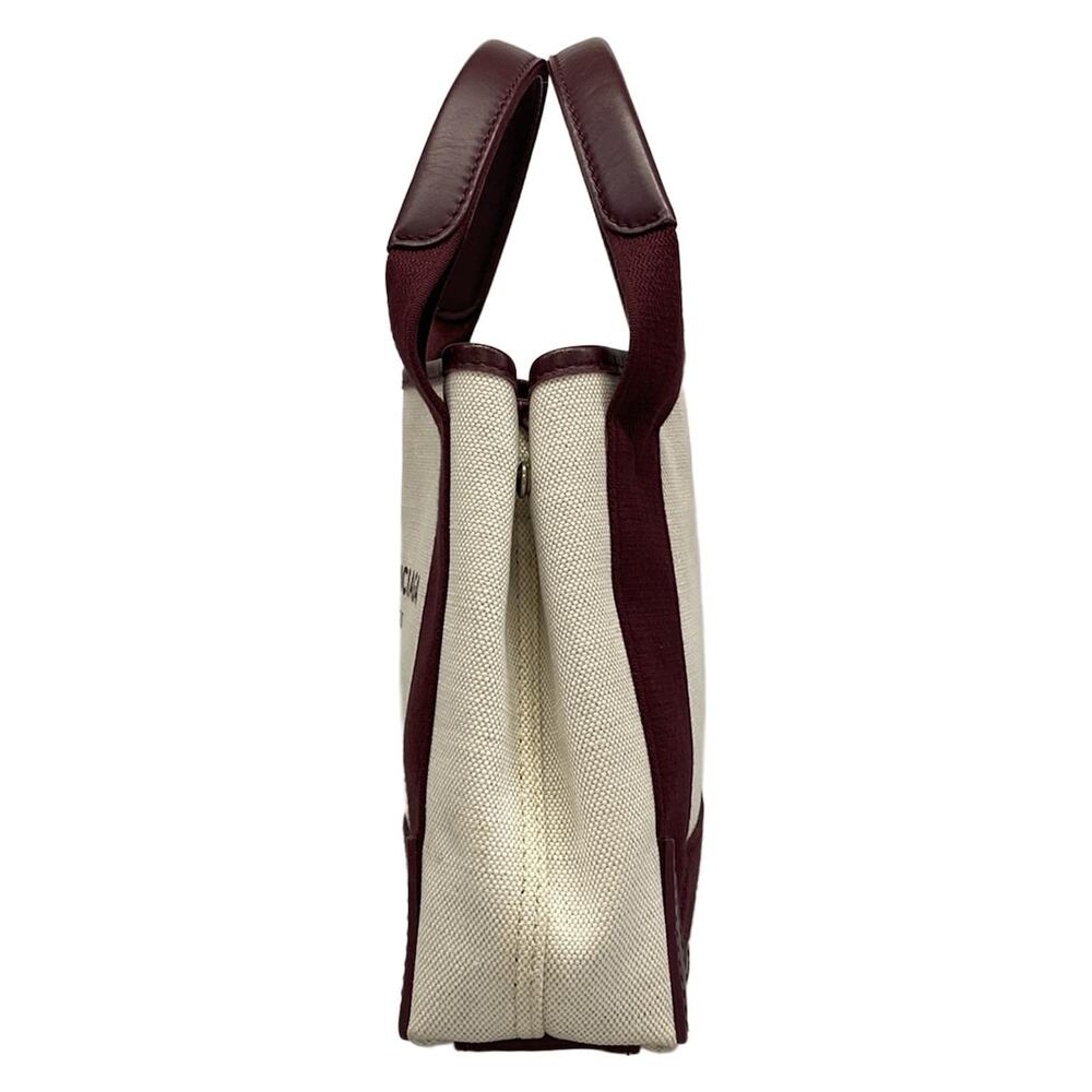 Balenciaga Navy Cabas XS Tote Bag 390346 Cream Bordeaux Canvas Leather - Picture 4 of 15